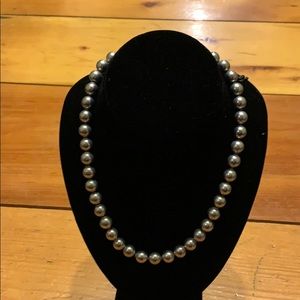 Faux Pearl Necklace - Silver Beads